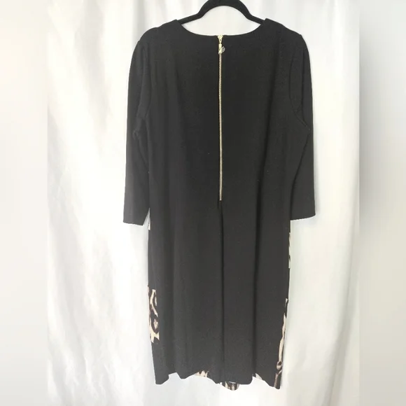 Chico's Black/Animal Print Stretch Trendy Cheetah Dress. Size 3